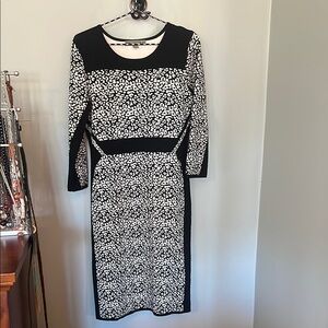 Black and White Patterned Dress large